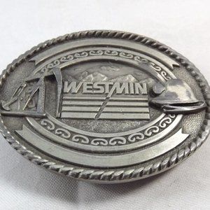 Distressed WESTMIN Mining Oil Sector Beer Bottle Opener Belt Buckle